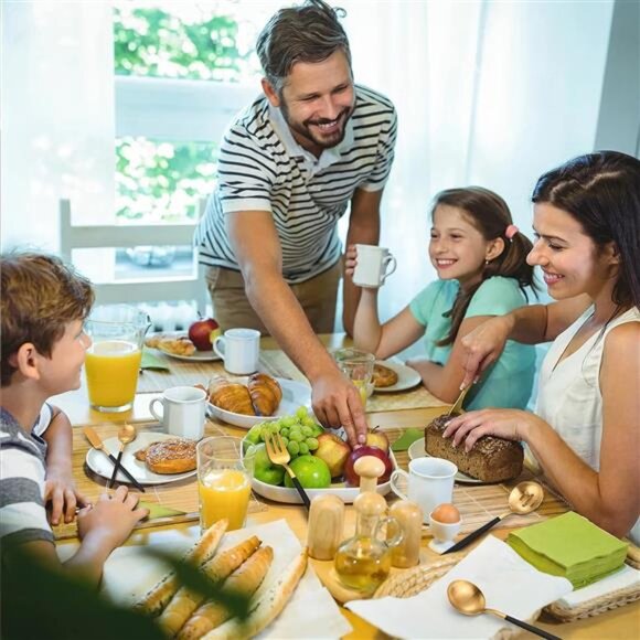 Matte Black Gold Serving Silverware Set, 5-Piece Round Shared Utensils Set - Picture 6 of 7